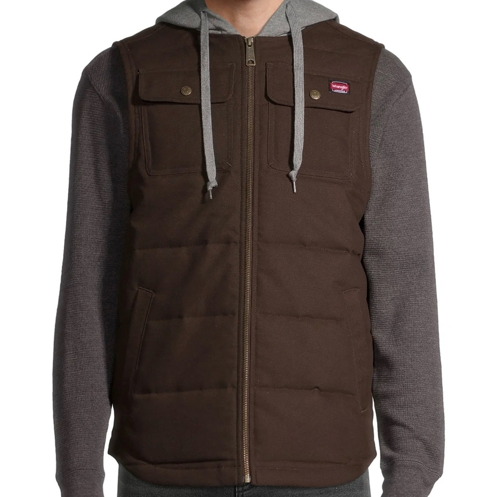 Men's Wrangler Workwear Brown Hooded Vest